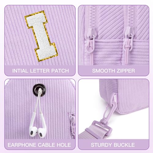 Image of Viverte Small Corduroy Sling Bag Initial Crossbody Bag Fanny Pack for Girls Personalized Birthday Gifts for Teen Girls Gifts