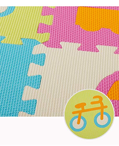 HB.YE Kleurrijk tapijt kruipmat speelmat babymat puzzelmat baby schuim puzzelmat vanaf nul kinderen speeltapijt speelmat baby kruipvloer slaapkamer yoga gymhal (auto, 9-delig) - Afbeelding 8