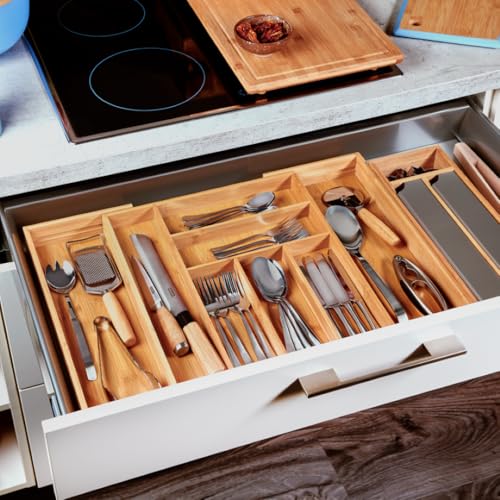 Kesper 5808513 variable cutlery tray – FSC 100% bamboo cutlery tray, bamboo, brown, 35 x 43 x 6.5 cm - Image 5