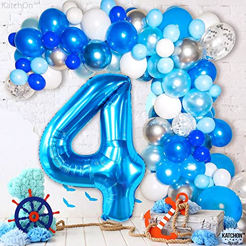 Image of KatchOn Big Blue Number 4 Balloons - 40 Inch | Blue 4th Birthday Balloons