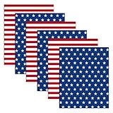Whaline 6Pcs Patriotic Cotton Fabric Bundles 18 x 22 Inch Star Stripe Fat Quarters 4th of July Quilting Patchwork Squares Sewing Fabrics for Independence Day DIY Handmade Crafting Home Party Decor