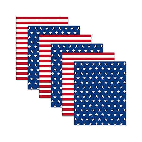   Whaline-6Pcs-Patriotic-Cotton-Fabric-Bundles-18-x-22-Inch-Star-Stripe-Fat-Quarters-4th-of-July-Quilting-Patchwork-Squares-Sewing-Fabrics-for-Independence-Day-DIY-Handmade-Crafting-Home-Party-Decor