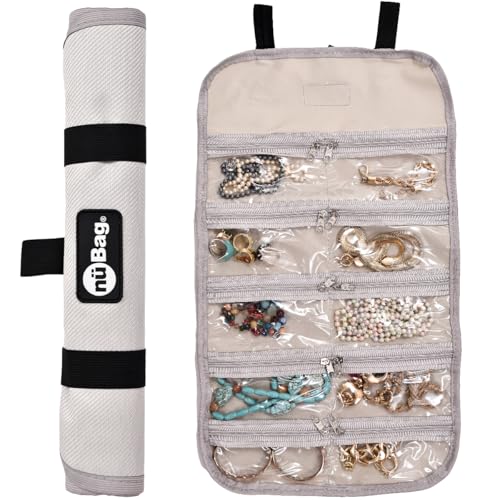 Estojo Organizador Porta Jóias Acessórios Semijóias Bijuteria Cosméticos Leve Enrolável para Viagem com 10 Divisórias Nü Bag