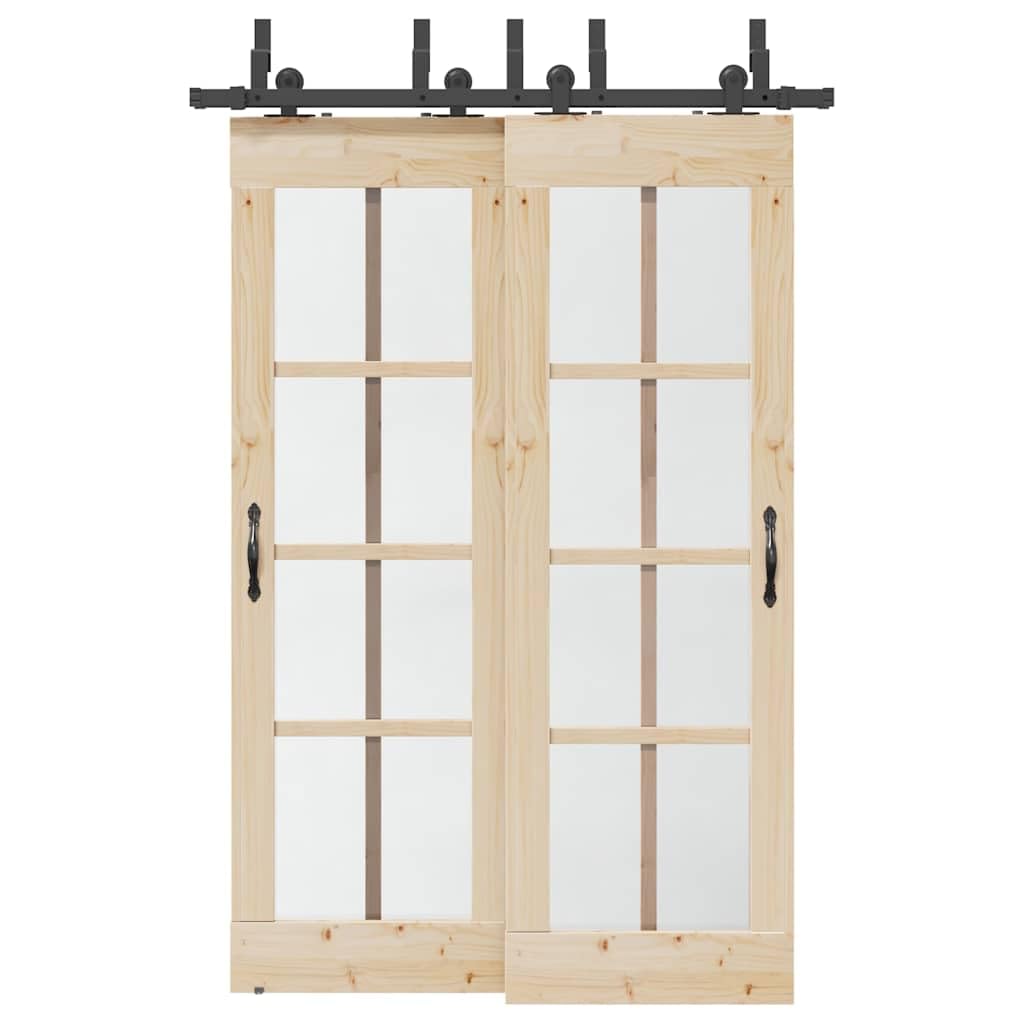 Juego de herrajes para puerta corredera de 152,5 cm, acero negro, capacidad de carga de 80 kg, para puertas de granero con soporte de bypass, ruedas y topes, riel silencioso para armario y