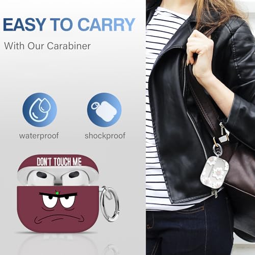 Image of for Airpods 3rd Generation Case,Don't Touch Me Cool Cover with Lanyard Big Eyes Cute Cartoon for Airpods 3rd Generation Case,Soft Shockproof Cover for Women Men-Claret