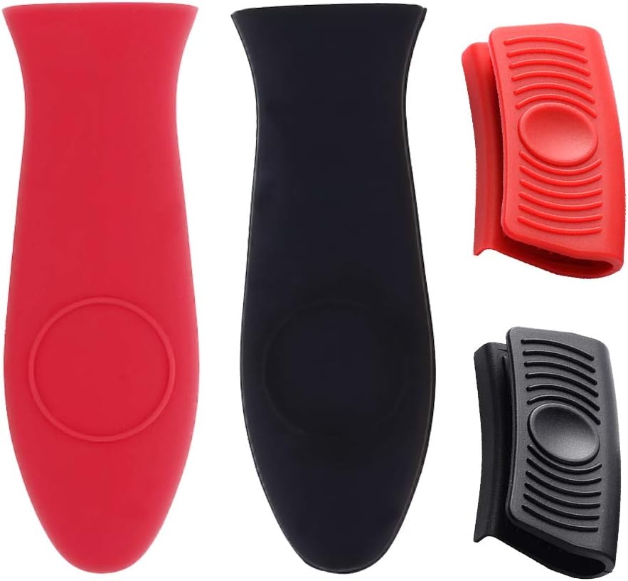 4 Pack Pot Holders for Kitchen, Non-slip Cast Iron Handle Cover Protect Your Hands, Heat Resistant Silicone Hot Handle Holder for Skillets, Frying Pans & Griddles, Metal and Aluminum Cookware Handles 4 Pack Pot Holders for Kitchen, Non-slip Cast Iron Handle Cover Protect Your Hands, Heat Resistant Silicone Hot Handle Holder for Skillets, Frying Pans & Griddles, Metal and Aluminum Cookware Handles
