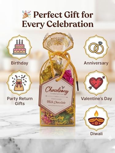 Image of Chocoloony Chocolate PVC Gift Pack with 20pcs Milk Handmade Chocolate (120gm) for Gift Sister, Wife and Girlfriend | Birthday Return Gift for Kids