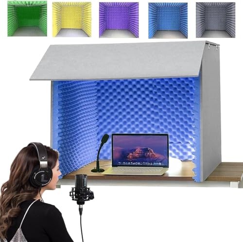 AityBuy Cabina De Grabación, Cabina De Aislamiento Acústico, Cabina Vocal Portátil, Protector De Absorción De Sonido Vocal, Reducción De Ruido, Plegable Blue-60 * 60 * 60cm