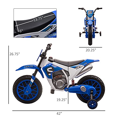 Aosom 12V Kids Motorcycle, Electric Motor Bike, Battery-Powered Ride-On Toy with Charging Battery, Training Wheels, Blue - Image 6