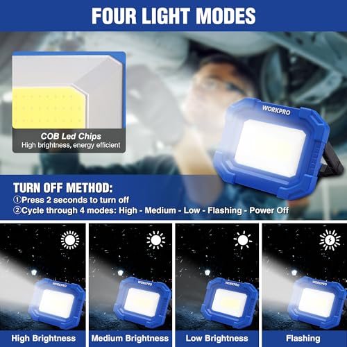 WORKPRO LED Work Light, Rechargeable Magnetic Work Lights wi