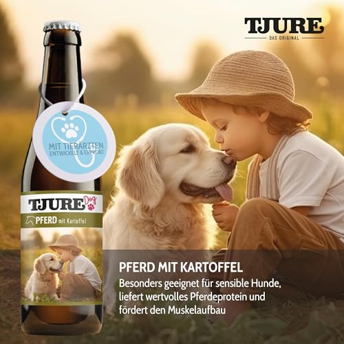 TJURE Hundesmoothie Pferd mit Kartoffel | 6 x 220 ml | Getreidefreier Smoothie für Hunde | Mit 26 % Pferdefleisch & Gemüse | Ideal als Topping & Snack | Ohne Zusatzstoffe | Made in Germany