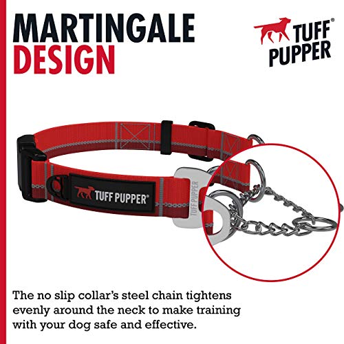 Tuff Pupper Martingale Collar For Dogs | Gentle Nylon & Steel Chain Limited Cinch Design Is Perfect For Training | Dual Leash Attachment Points | Durable Quick Release Buckle | Sizing For All Breeds #TOP4