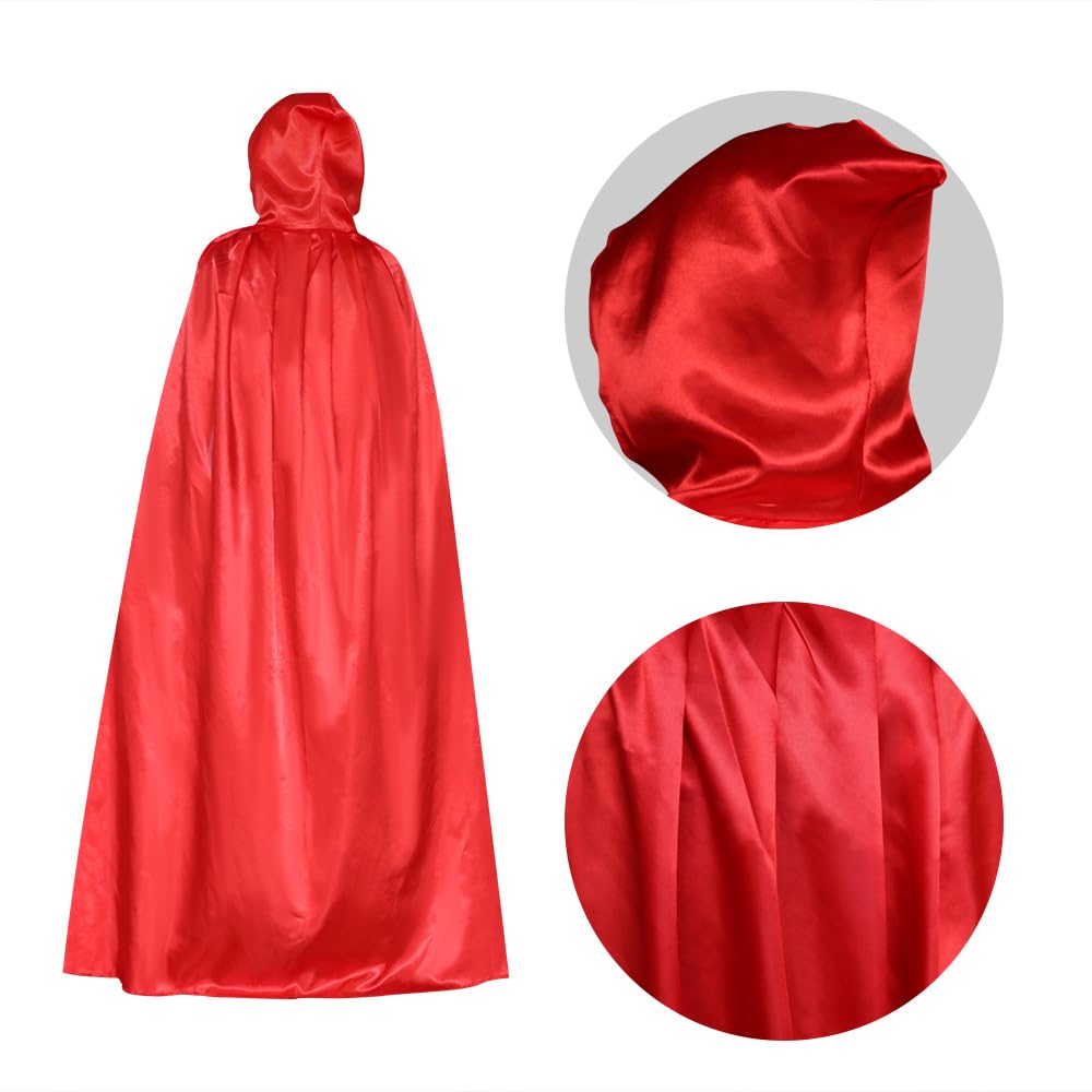 LKNBIF Hooded Cape, Black Hooded Cape, Witch Cosplay Adult/Kids Fancy Dress Costume - Image 2