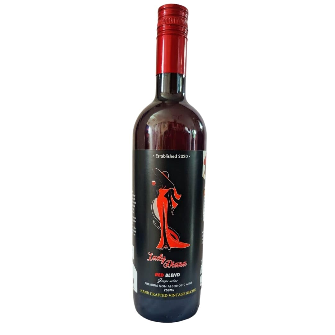 Lady Diana Premium Non-Alcoholic Red Wine Blend, Hand Crafted Vintage Recipe, 750ml Grape Wine, Est. 2020 (Grape)