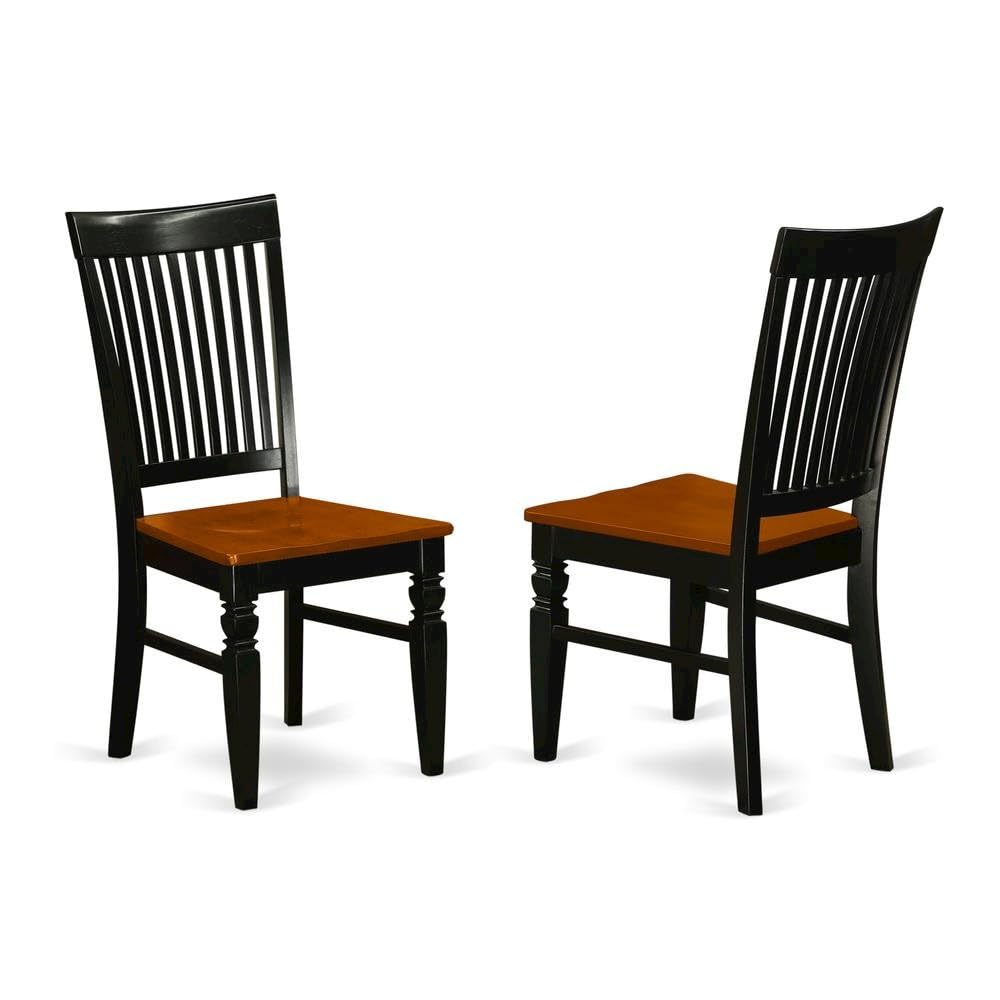 Wooden Dining Chair with Cherry Finish by Furnifact – Wood, Black/Brown, Pack of 2
