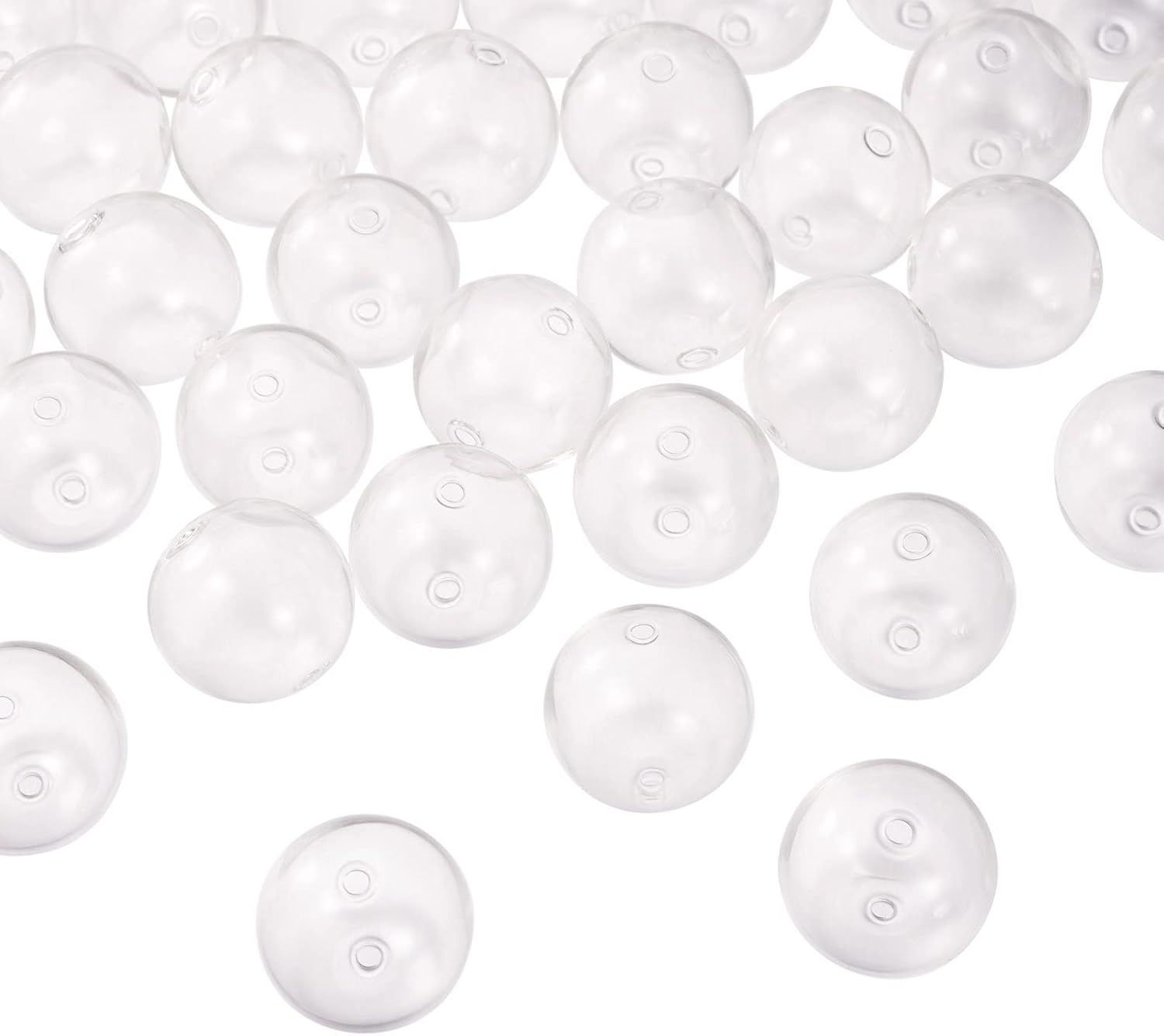 FASHEWELRY 100Pcs Mini Blown Glass Globe Beads 25mm Clear Empty Round Wish Bottle Beads for DIY Pendant Jewelry Making