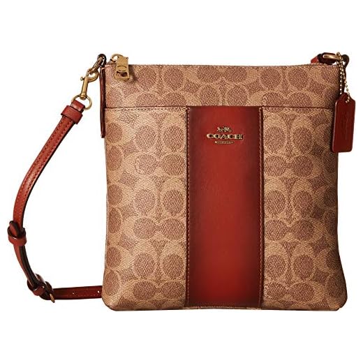 COACH Color-Block Coated Canvas Signature Kitt B4/Tan Rust One Size