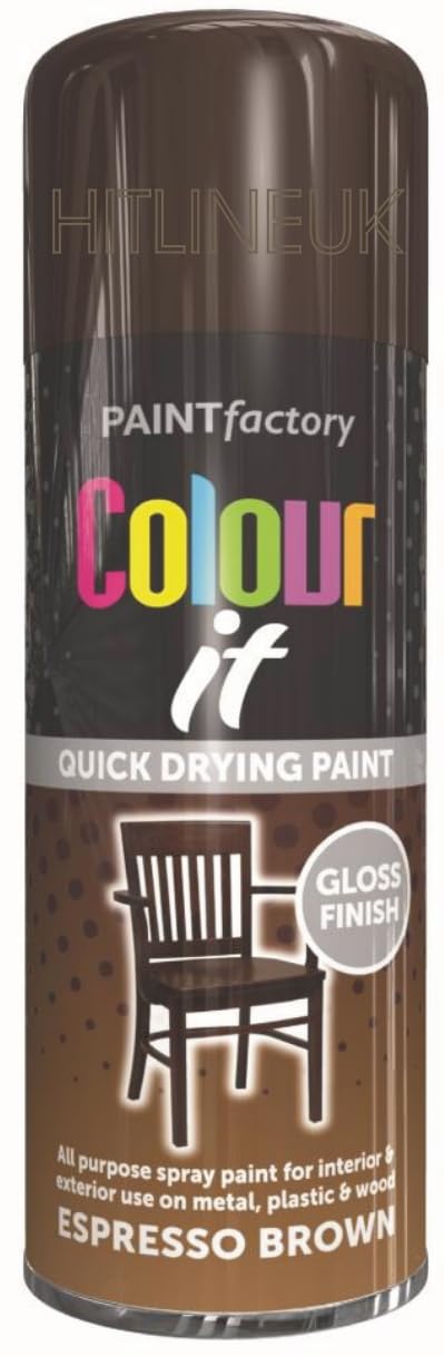 Hitlineuk Brown 400Ml Gloss Paint Diy Wood Paint Plastic Paint Metal All Purpose Spray Paint