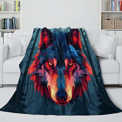 Couverture polaire respirante loup 3D jeté de lit microfibre infroissable - 6
