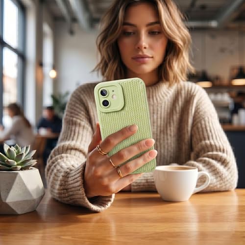 Image of amazon basics Luxury 3D Knitted Texture Soft Silicone Back Cover for iPhone 11 | Slim Fit Shockproof Case with Camera Protection & Non-Slip Grip - Green