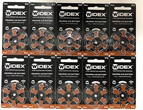 Widex hearing aid battery Size 312 (PR41) (10 Packet=60 Batteries)