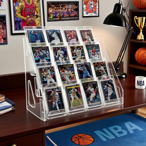 4-stufiger Postkartenständer Kartenständer für Sammelkarten Displayständer Kartenaufsteller Kartenhalter für Postkarten, Grußkarten, Aufkleber – stabiles Tischdisplay für Laden, Markt, Messe