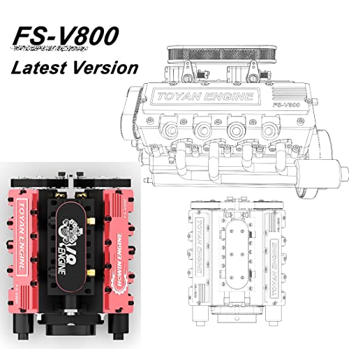 Image of MAYS 8 Cylinder Engine Kit Mini V8 Model, TOYAN HOWIN FS-V800 1 /10 Four-Stroke Water-Cooled Nitro Model for RC Car Boat Physics Science DIY Toy Kids & Adults - Version, 12.34 x 3.2 x 12.73cm