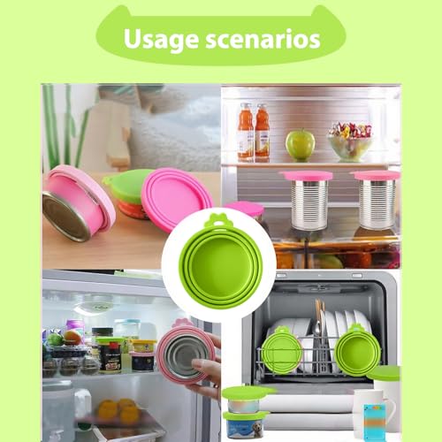 Image of 3PCS Pet Food Can Lids, Silicone Food Can Covers Set, Reusable BPA-Free and Dishwasher Safe for Dog and Cat Food Canned, Green