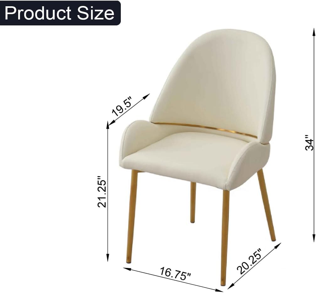 2Pcs Dining Chair Set - Ergonomic Microfiber Leather & Stainless Steel Chair Legs, Italian Minimalist Lounge Chair for Home Kitchen, Dining Room, Living Room, Hotel