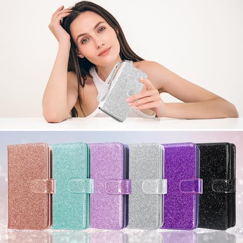Varikke for iPhone 17 Wallet Case Detachable with RFID Blocking Card Holder for Women, Glitter PU Leather Wrist Strap Strong Magnetic Flip Removable Phone Case Cover for iPhone 17 6.3", Silver by Varikke - Used condition - Image 9