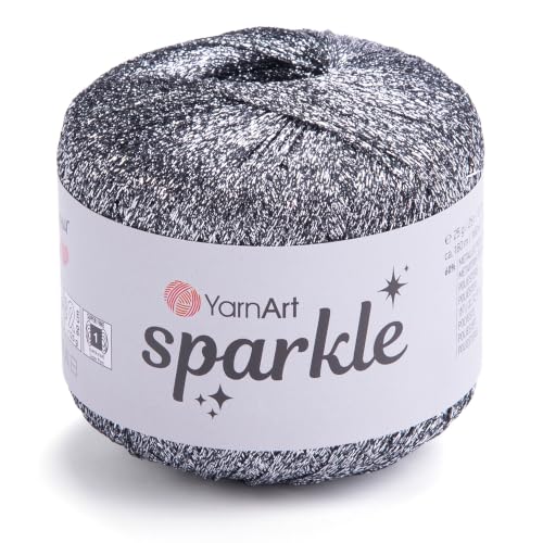 YarnArt Sparkle - Metallic Glitter Fine Lightweight Yarn for Crochet & Knitting, Amigurumi, Cardigans, Shawls, Bag Making, Soft Craft (1, 1303)