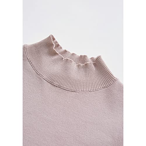 Image of CHICWISH Women's Mock Neck Satin Spliced Bubble Sleeves Knit Top