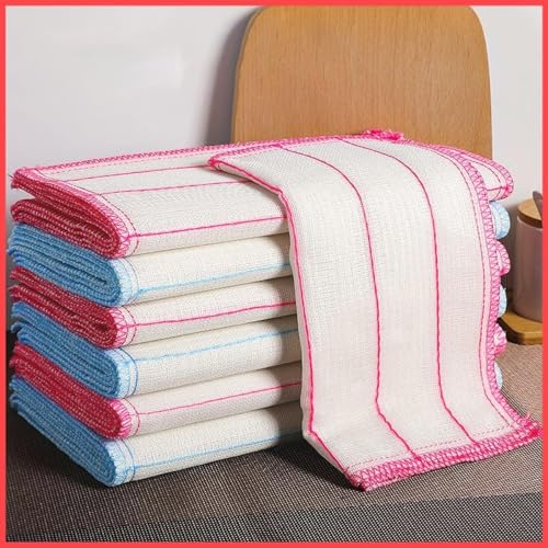 Image of Super Absorbent Bamboo Cleaning Cloths - 27x27CM-1 Pack with 3 PCS- Reusable Eco-Friendly Towels for Kitchen, Bathroom, and Home Surfaces