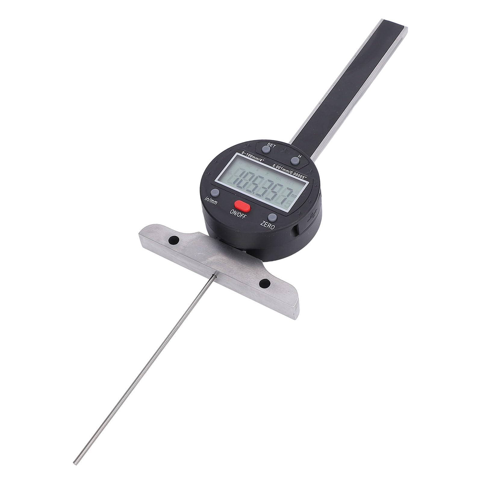 Medidor de Profundidad de Banda de Rodadura de Neumáticos, Pantalla LCD, Rango de 100 Mm, Medidor de Profundidad Digital de Precisión de 0,001 Mm, de Electrónico con Puerto USB y Base de
