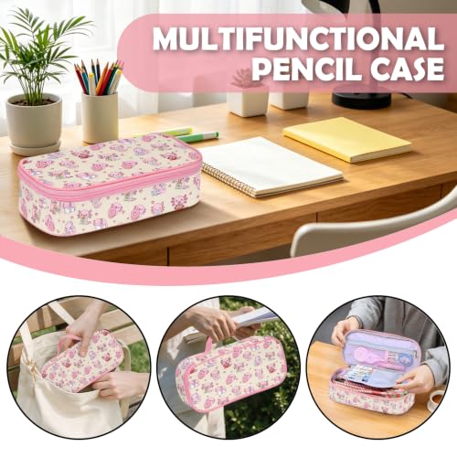 Image of Axolotl Pencil Case, Axolotl Pen Bag For School, Pink Pencil Case For Kids Girls Boys, Large Capacity Desk Organizer School, Pink Pen Box Birthday Gifts