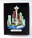SEATTLE ORNAMENT City Skyline Waterfront Space Needle Whale Ferry Cruise Ship Evergreen Trees Genuine Solid Brass Washington State Christmas Souvenir Travel Gift