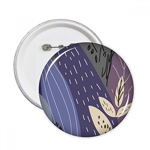 Badge rond feuille abstraite plantes d'art, cadeau multicolore original