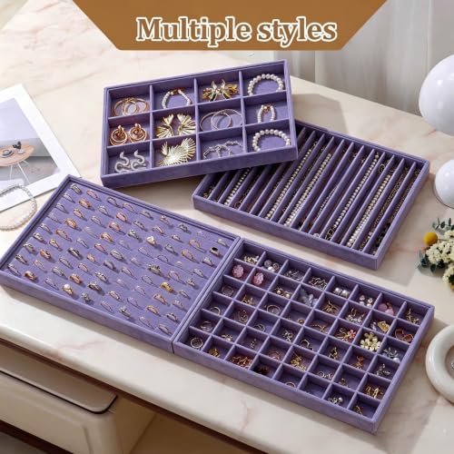 Image of Large Velvet Jewelry Tray Display Drawer Inserts 2 Pack