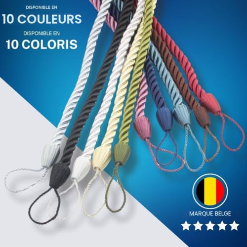 ACCESSOIRES LEDUC Embrasses à Rideaux Décoratifs en Corde Tressée, Rouge, 65 cm x 10 mm, Lot de 4 Cordons pour Attache et Décoration de Rideaux, Rouge – vue 2