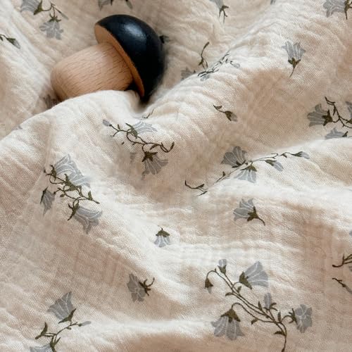 Image of BuLuTu Muslin Duvet Cover Queen, Chic Ruffles Comforter Cover 90 inchx90 inch,Princess Girls Teens Bedding Double-Layer Gauze Cotton Quilt Covers with Zipper Closure, Hyacinth Print, No Pillow Case