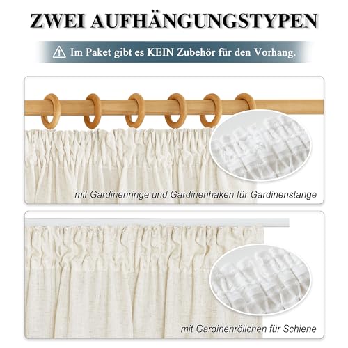PONY DANCE Extra Long Curtains & Boho Style for Living Room 2 Pieces in Set, Linen Curtains Translucent with Ruffle Tape - Image 4
