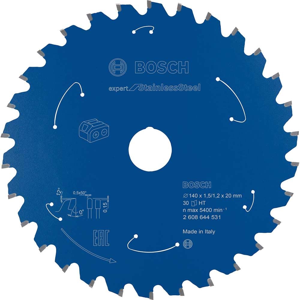 Bosch Professional Piła Tarczowa Expert for Stainless Steel, do Stali Nierdzewnej, 140 x 20 x 1.5 mm, 30 Zęby, Akcesoria do Piły Tarczowej