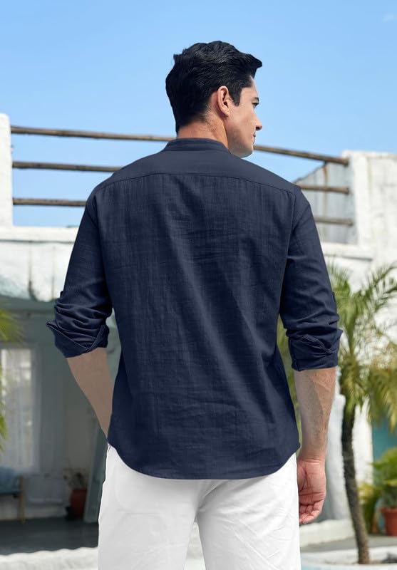 Image of FINIVO FASHION Men's Cotton Polyester Blend Solid Regular Fit Full Sleeve Short Kurta