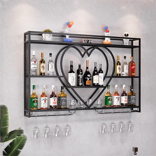 Étagères murales flottantes avec porte-verre industriel pour bouteilles - 3