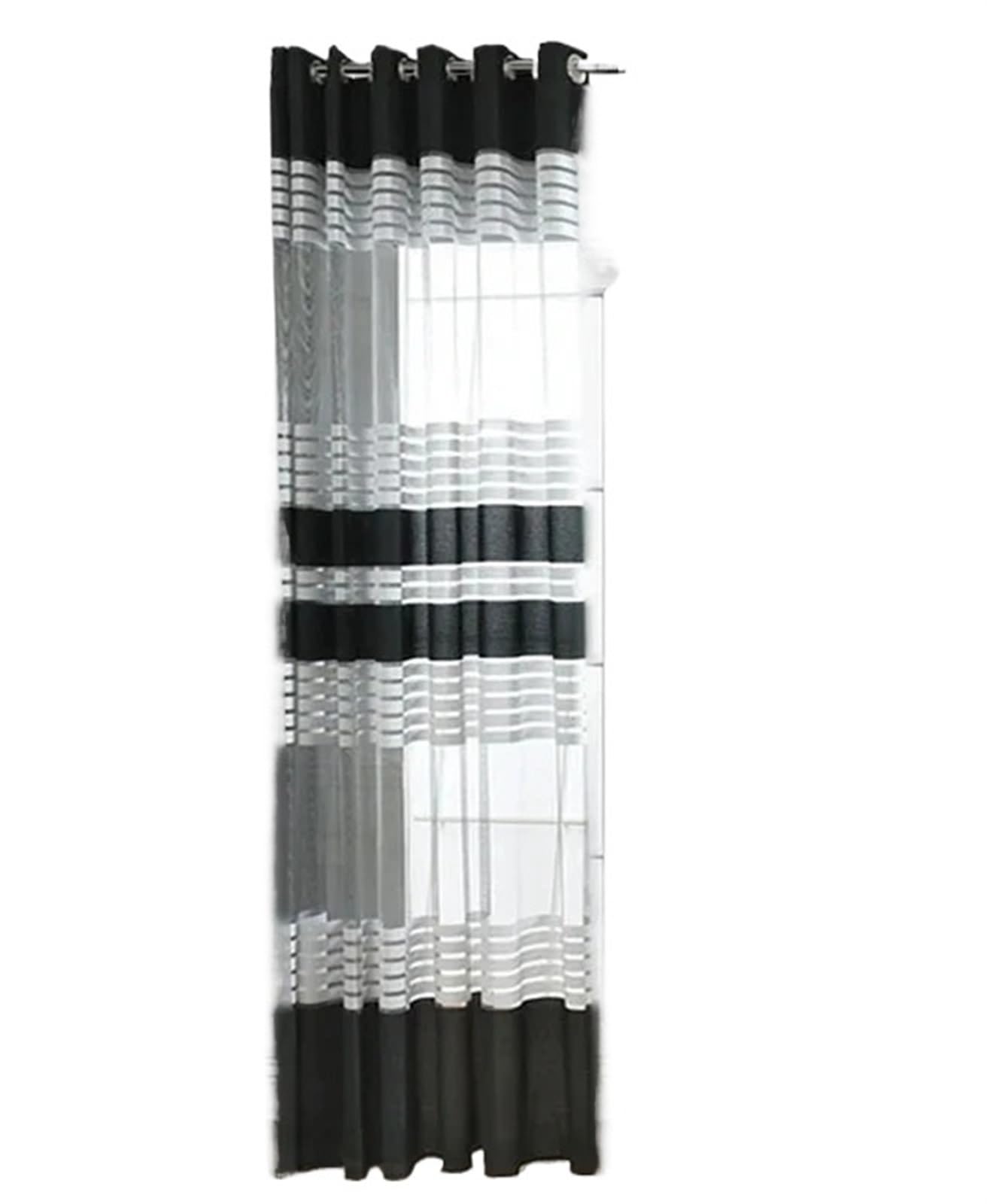 CGRSDSD Sheer Curtains White Black Strips Curtains Velvet Embroidery Sheer Tulle Curtain For Living Room Bedroom Window Voile Yarn Drapes(1 PCS W132 X H213cm)