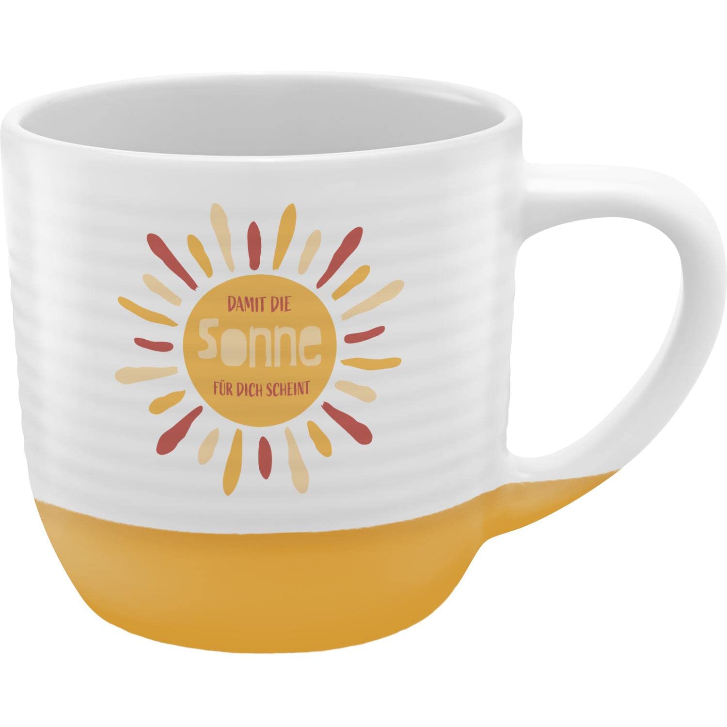 GRUSS & CO Mug with Grooves Sun | Stoneware, 40 cl, Multi-Coloured | Gift Friends | 48442