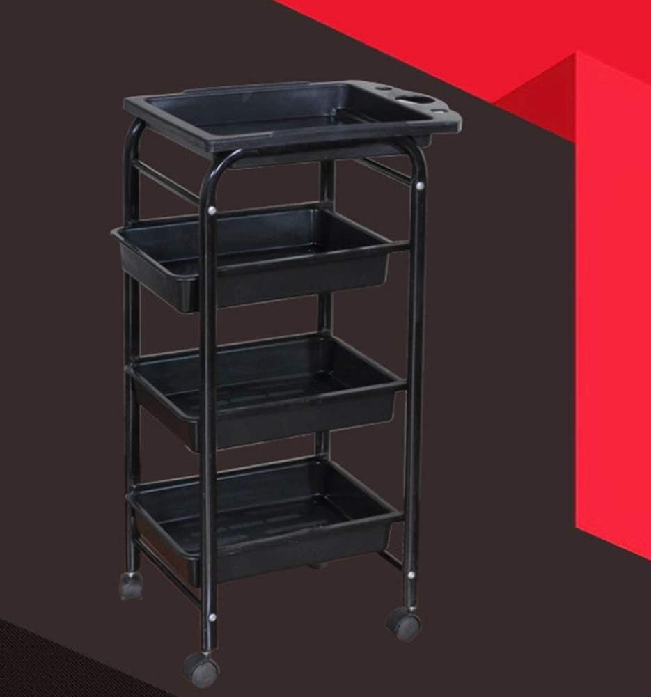 Salon Rolling Storage Trolley Hairdressers Hairdressing Spa 5 Drawers Tiers Multifunctional Easy To Assemble And Clean,Black (Black)