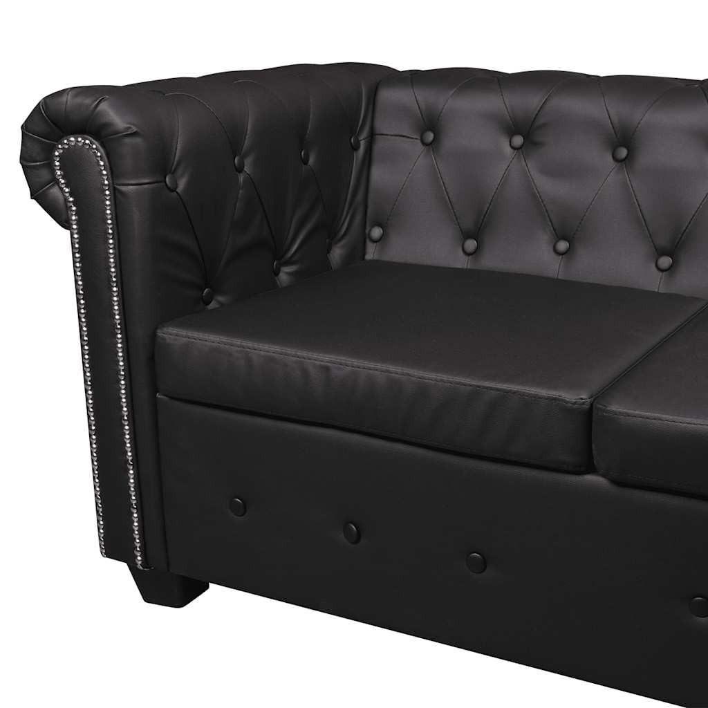 vidaXL Canapé d'angle Chesterfield 5 Places Cuir synthétique Noir