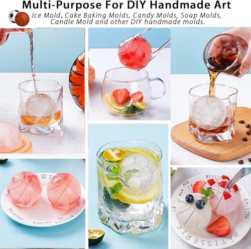 Image of Premium Combo of Large 3D Crystal Square Ice Cube Tray & Football Shaped Silicone Molds for Chilling Drinks, Chocolates, Juice, Jelly and Many More. Pack of 2 (Black)
