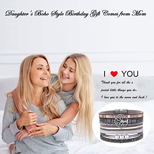 Mom Gifts, Wrap Boho Leather Tree Of Life Bracelets, Birthday Christmas Jewelry Gifts For Mom From Daughter #TOP5